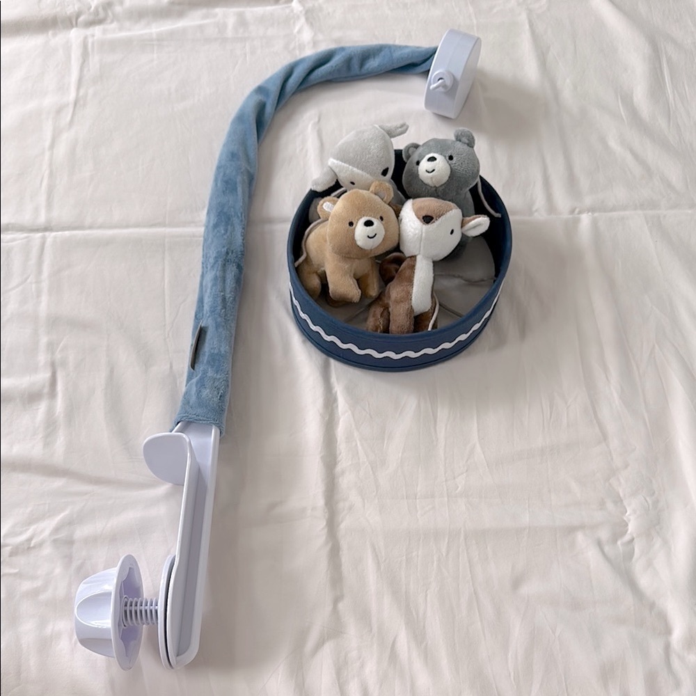 Plush Animal Mobile with Blue Arm